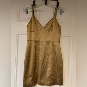 Wilfred Elegant Gold / Tan Spaghetti Strap Mini Dress